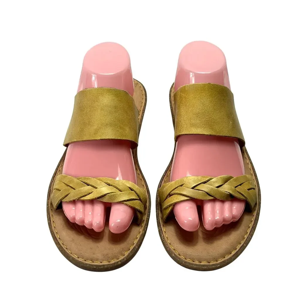 Born Shoes Sandals Women's Size 10 M Morena Yellow Sun Leather Slip on - Picture 2 of 12